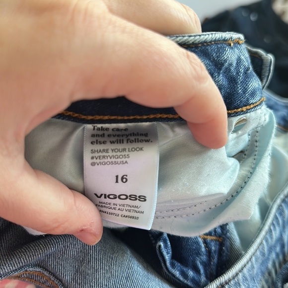 Vigoss Medium Wash Whiskered High Rise Stretch Denim Marley Straight Jeans sz 16 - Picture 8 of 9